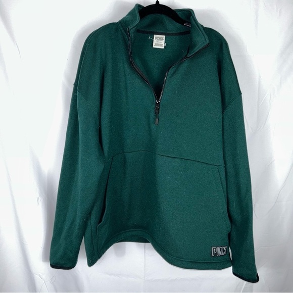 Victoria’s Secret Pink Jacket 1/2 Zip Long Sleeve Fleece Lined Oversize Pullover - Picture 12 of 13
